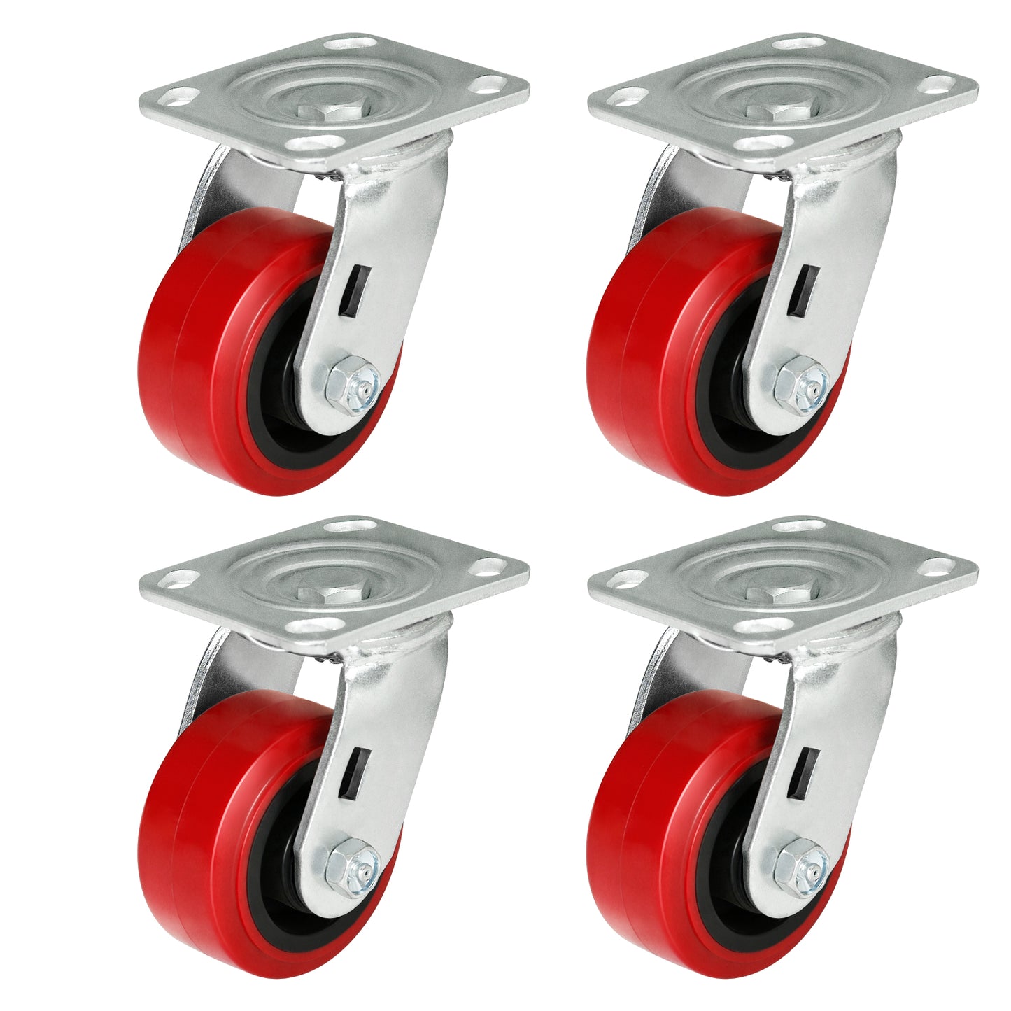 THEGRTCWS Industrial Plastic Brake Caster ,Load Capacity 750 lbs Per Wheel,Heavy-Duty Solid Polyurethane Wheels with Stainless Steel Brackets for Food Processing, Pharmaceutical Labs