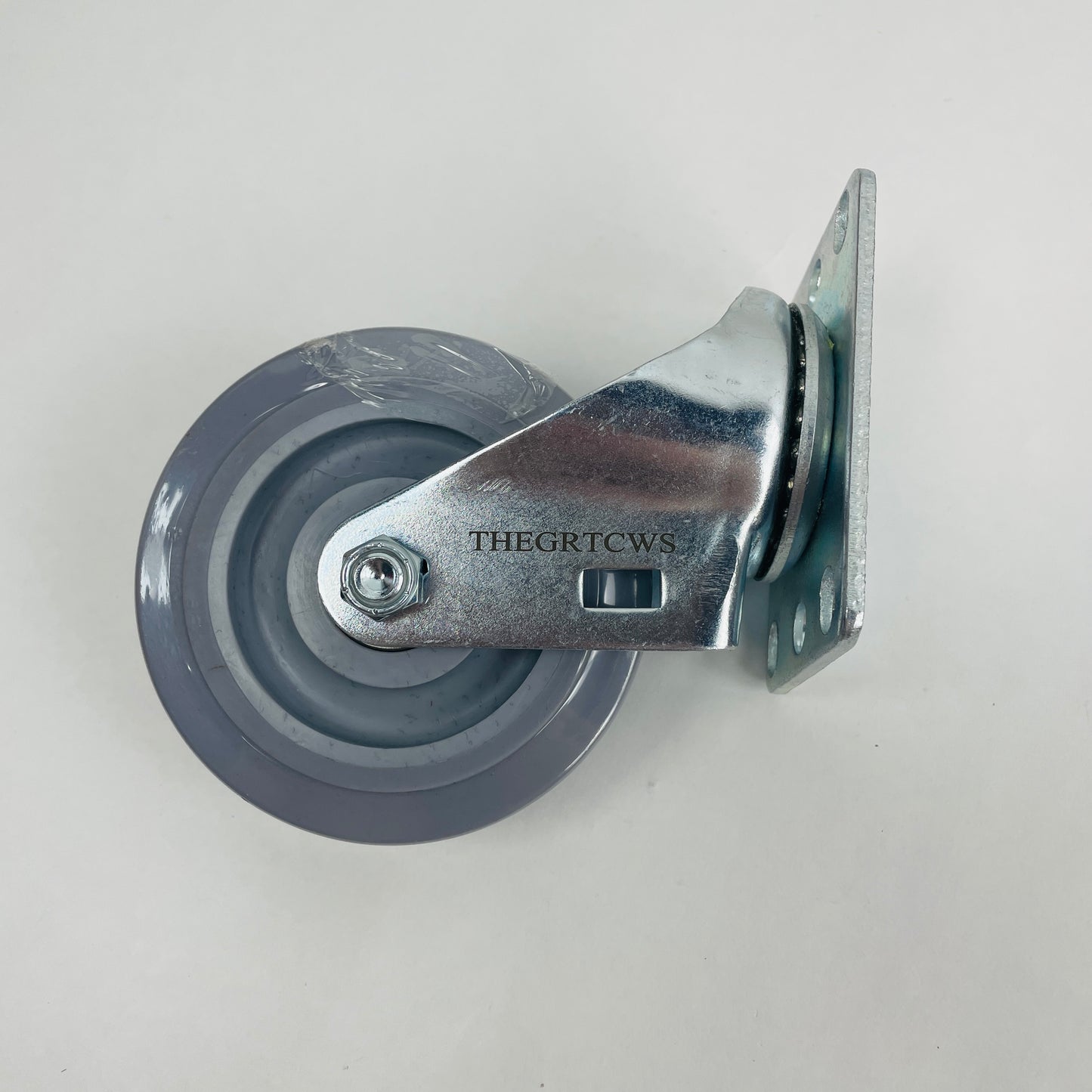 THEGRTCWS 4" Heavy Duty Non-Metal Rubber Casters Wheels, Swivel Caster Wheels with Brakes, Plate Casters with Rubber Wheel for Furniture Platform Truck Dolly Cart, Set of 4