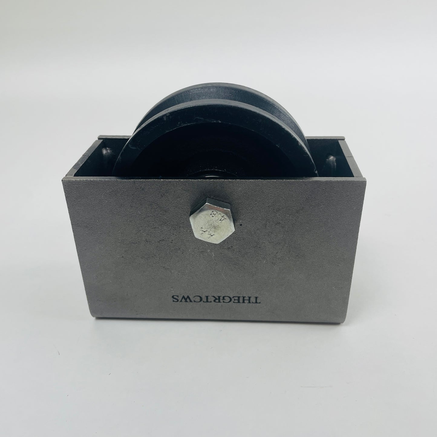 THEGRTCWS V-Groove Iron Wheel Metal Caster with Steel Cover Box - Capacity up to 1000 Lbs. Use for Sliding Gate,Rolling Door with V-Track（1 Caster with Box）