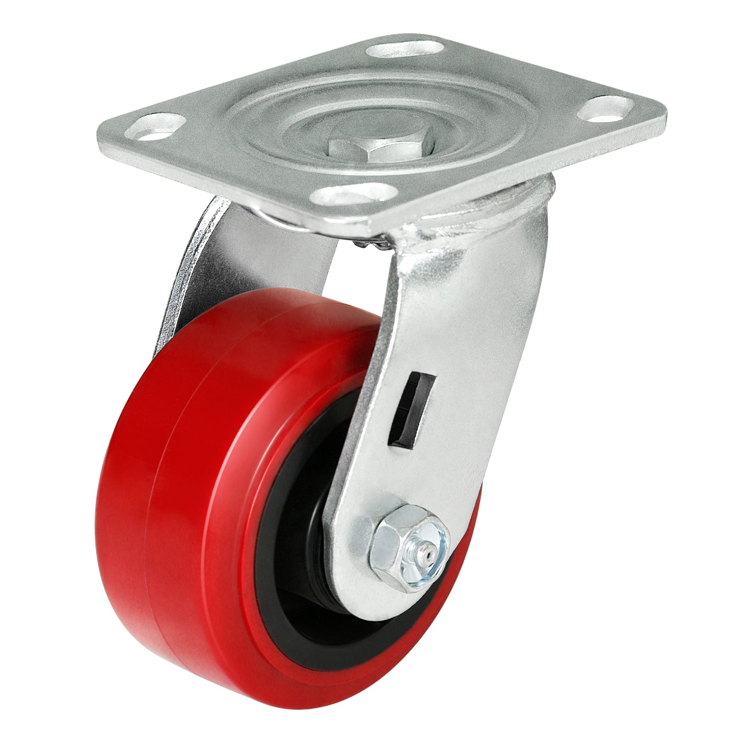 THEGRTCWS Industrial Plastic Brake Caster ,Load Capacity 750 lbs Per Wheel，Heavy-Duty Solid Polyurethane Wheels with Stainless Steel Brackets for Food Processing, Pharmaceutical Labs