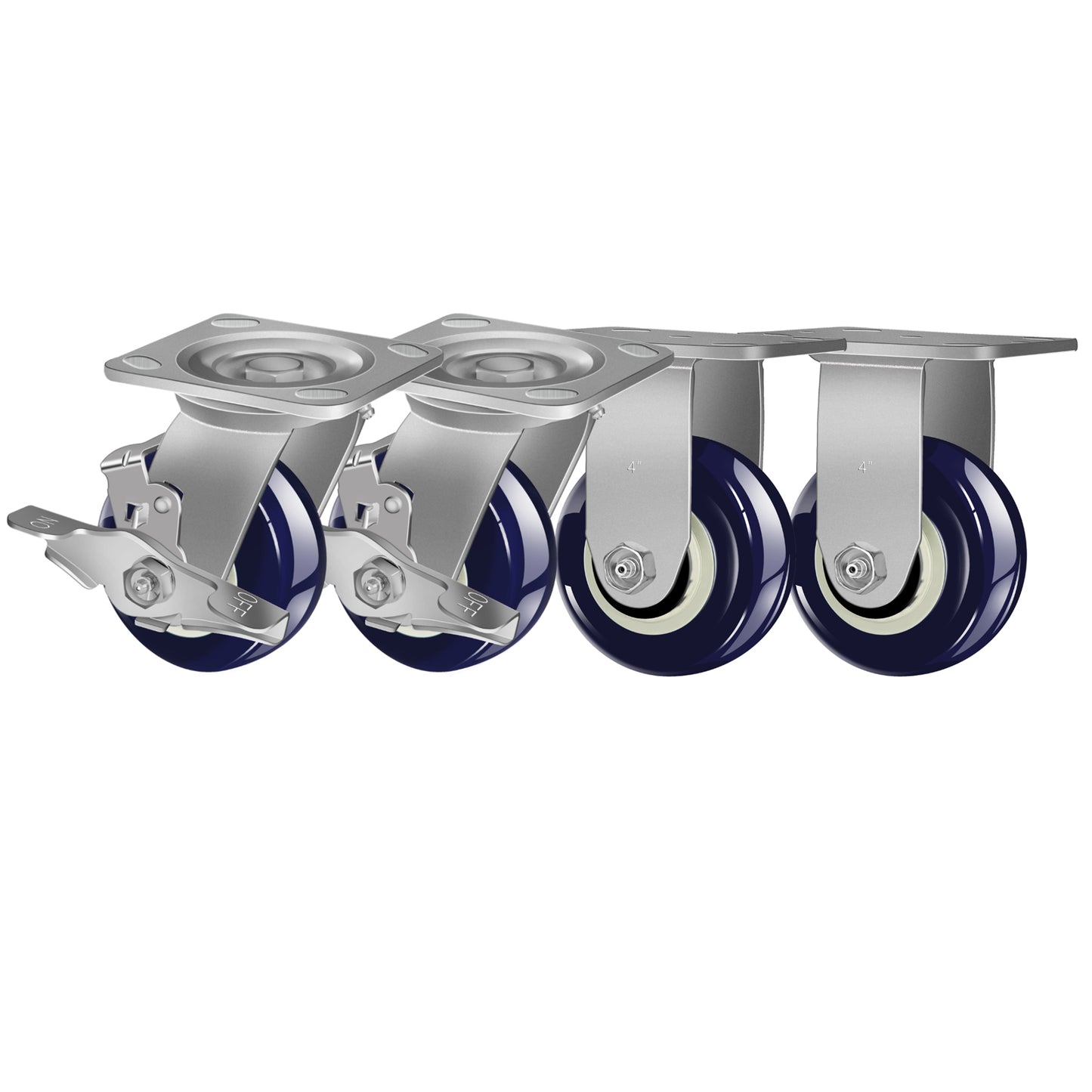 THEGRTCWS Industrial Plastic Casters-Heavy Duty Casters,Polyurethane on Polyolefin Casters - Loading Capacity up to 600 LB, Use for U-Boat Cart,Platform Truck