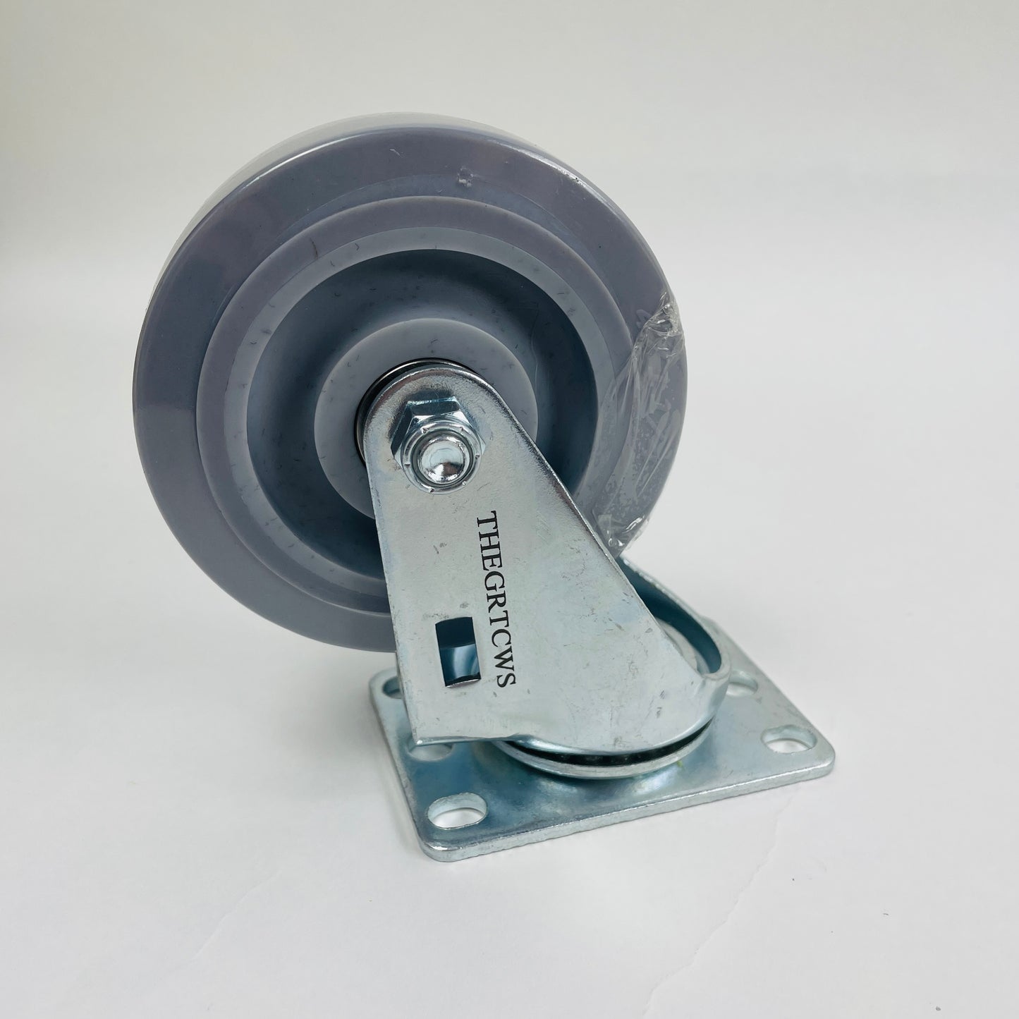 THEGRTCWS 4" Heavy Duty Non-Metal Rubber Casters Wheels, Swivel Caster Wheels with Brakes, Plate Casters with Rubber Wheel for Furniture Platform Truck Dolly Cart, Set of 4